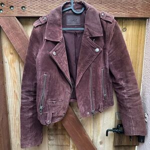 Biker Jacket in Burgundy Suede